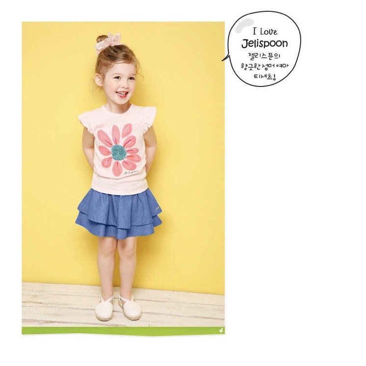 Set Áo + Chân váy Jean Jelispoon xuất Hàn dư xịn cho bé gái