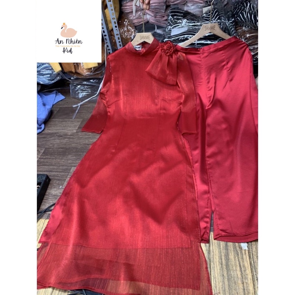 Áo dài tơ gân cao cấp thiết kế mới