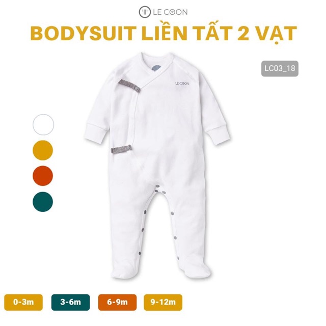 LE COON | Bodysuit Liền Tất 2 Vạt cotton dày 0-12 tháng [ babyboo]
