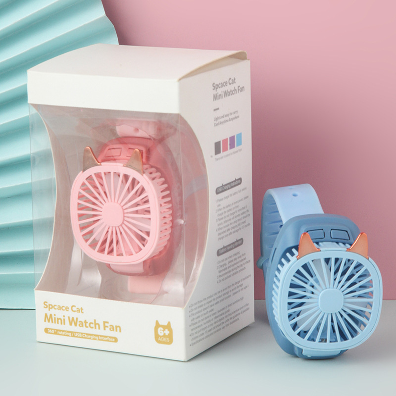 New Creative Children's Watch Fan Student Outdoor Portable Mini Handheld Rechargeable Small Fan Gift Customization