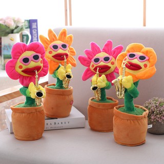 Hoa hướng dương 80 Bài Hát tiếng anh- Hoa uốn éo Biết Hát nhại tiếng (tặng kèm pin) có 2 nút chức năng
