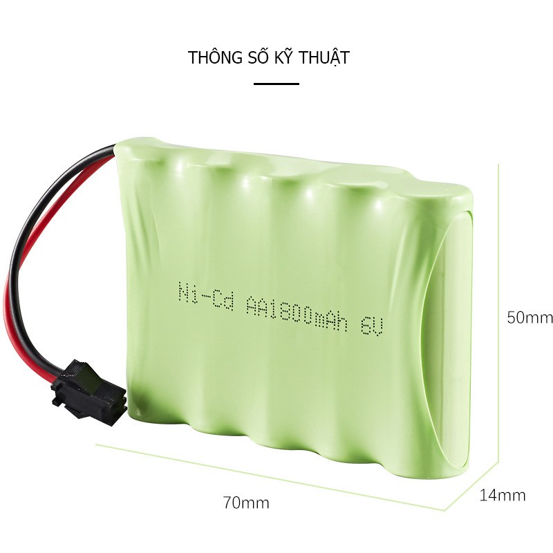 Pin sạc 6V 1800mAh Ni-Cd cho xe đồ chơi ô tô mô hình điều khiển (xanh) - Bmax