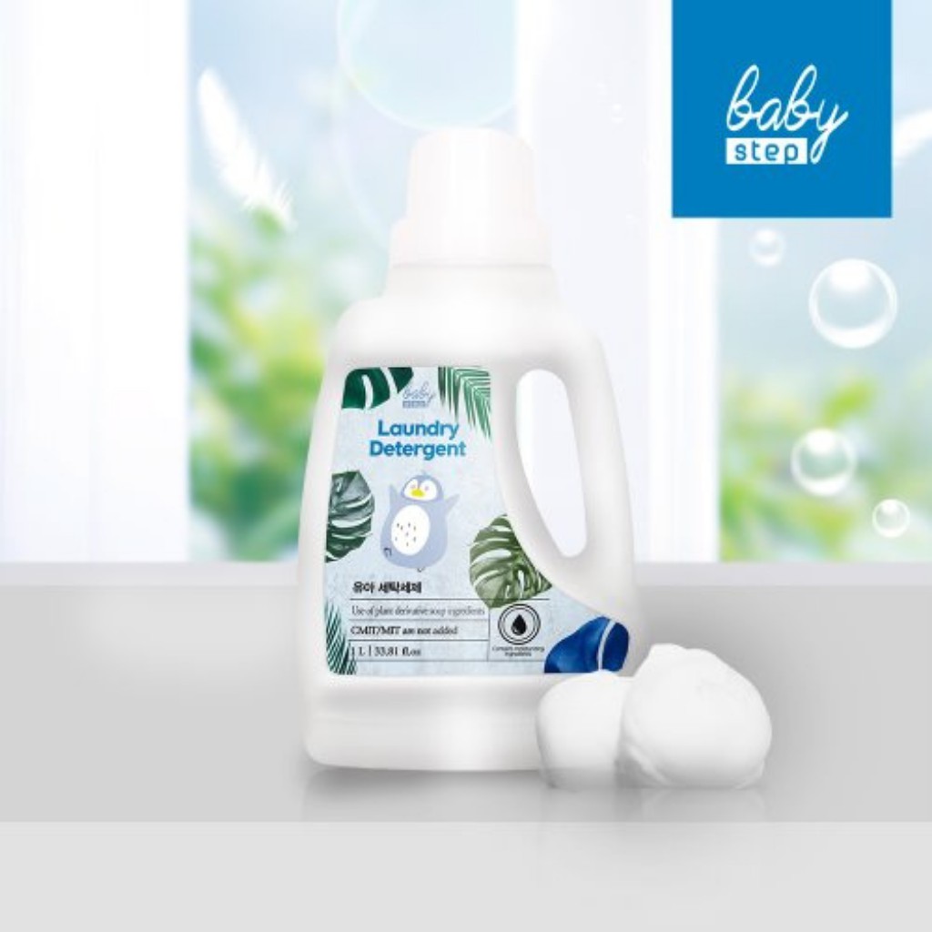 [MUA KÈM DEAL 1K] Nước giặt hữu cơ cho bé an toàn thơm lâu Baby Step 1000ml- Nhập khẩu chính hãng Hàn Quốc