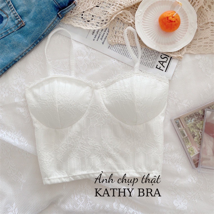 A08 [HÌNH THẬT] Áo Bra Ren KATHY BRA Có Mút Ngực Nhún Lưng Co Dãn Tốt Kiểu Dáng Sang Trọng