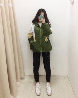 <SALE >Áo Khoác Dù Phối màu