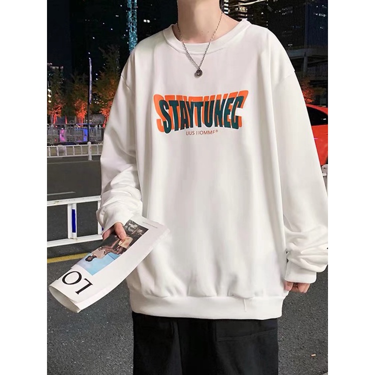 Áo Sweater trắng đen nam nữ chất nỉ, dạng rộng, hoạ tiêt in chữ. | BigBuy360 - bigbuy360.vn