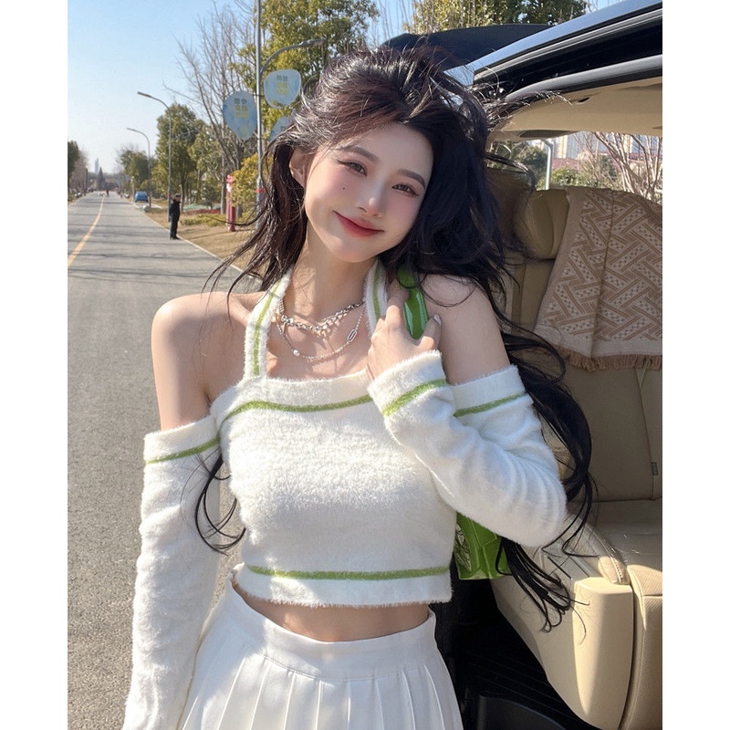 Áo Dệt Kim Trễ Vai Tay Dài Thời Trang Mùa Xuân Mới Cho Nữ