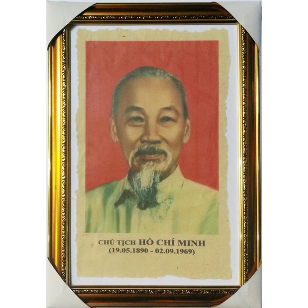 Tranh Bác Hồ, ảnh Hồ Chí Minh, ảnh bác vẫy tay chào, tranh bác in trên giấy dó bền trên 20 năm có khung kèm theo