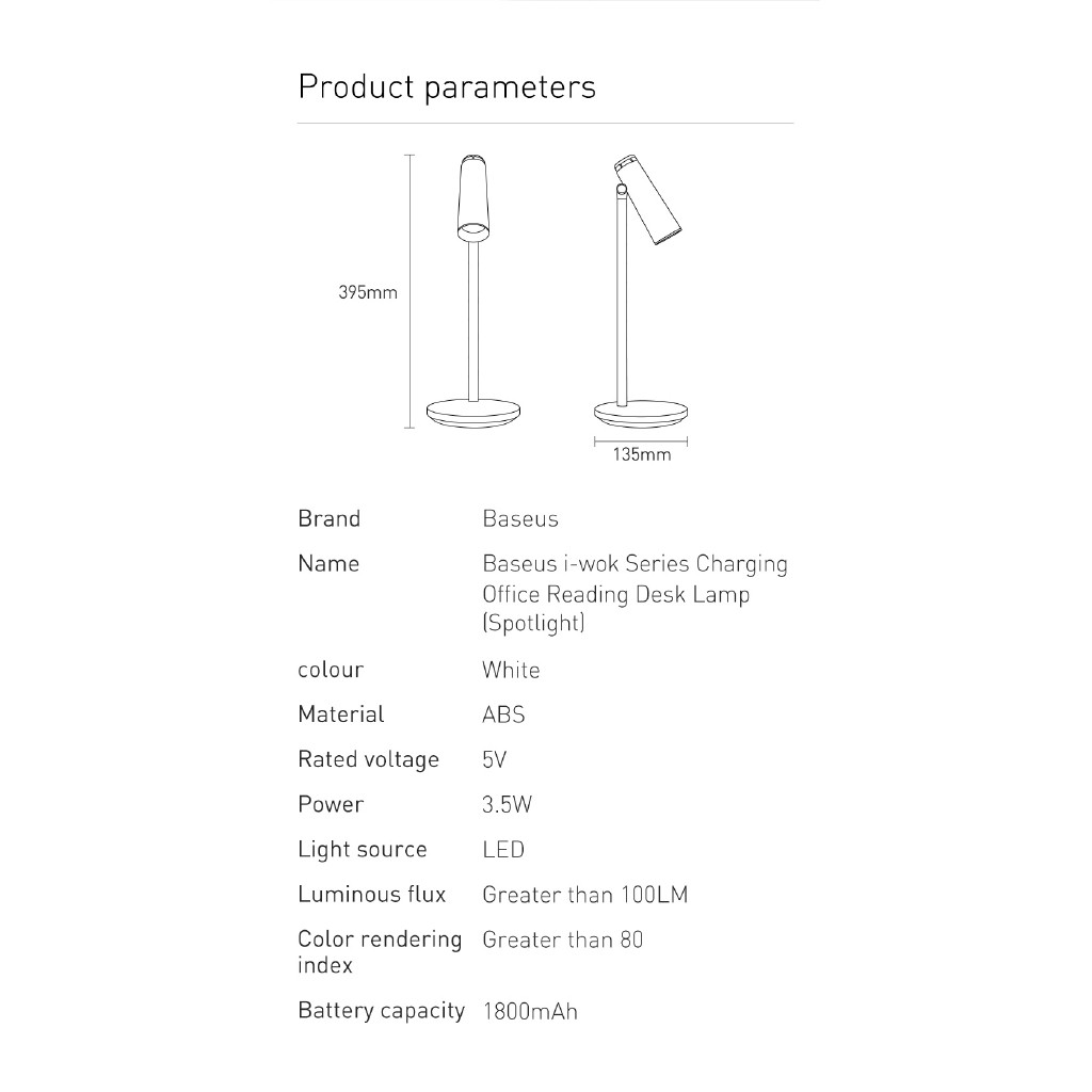 Đèn bàn văn phòng sạc pin Baseus I-Wok (Đèn chiếu điểm)