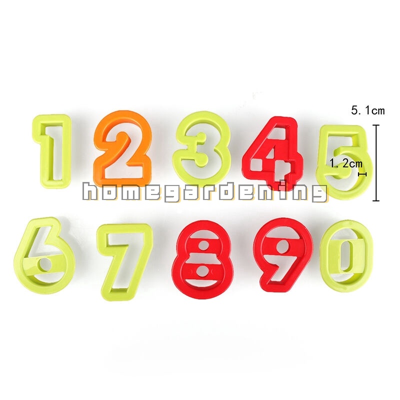 10pcs Number Biscuit Pastry Cookie Cutter Fondant Cake Decor Mold