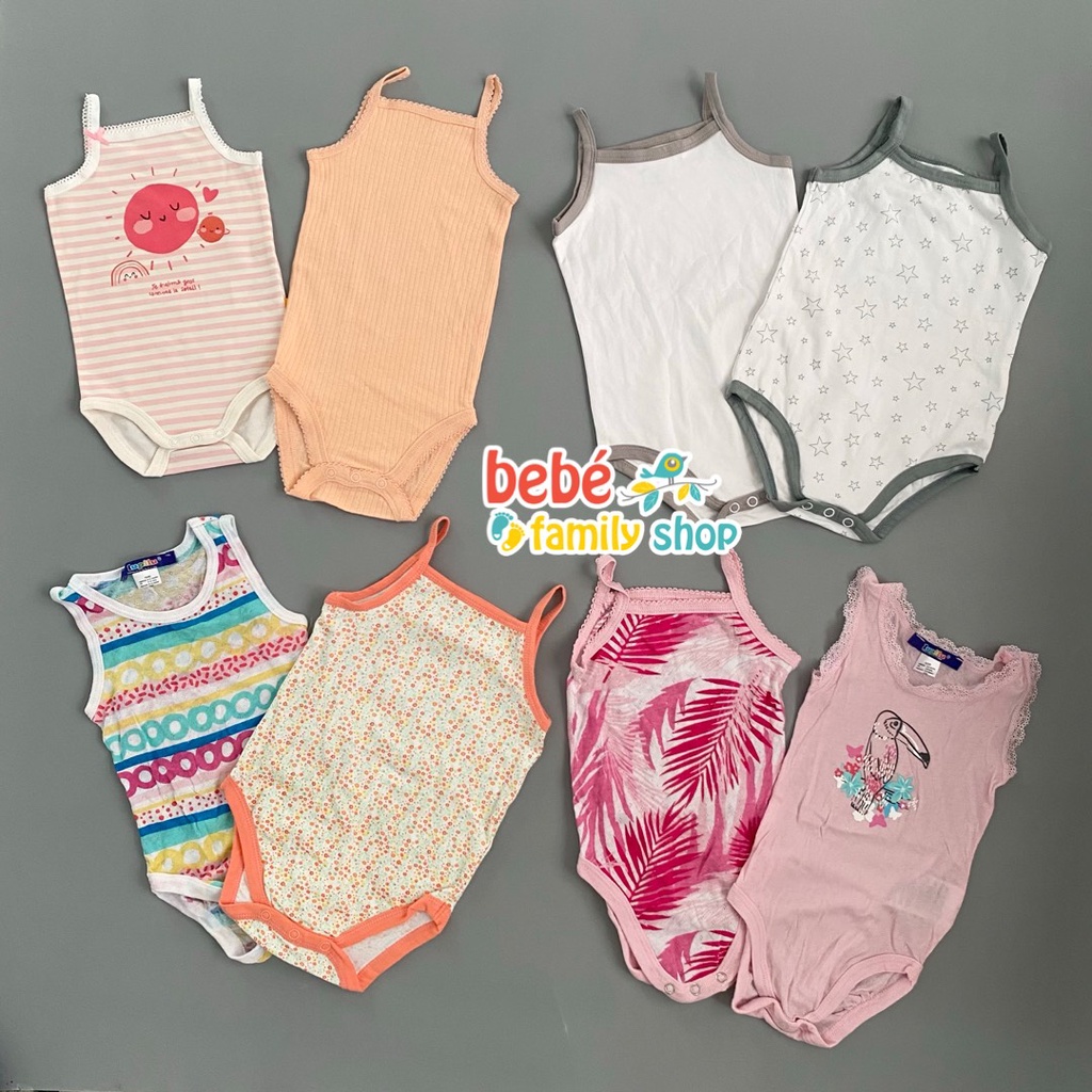 Bodysuit sát nách / body chip hai dây cho bé gái hàng xuất dư - bebefamilyshop