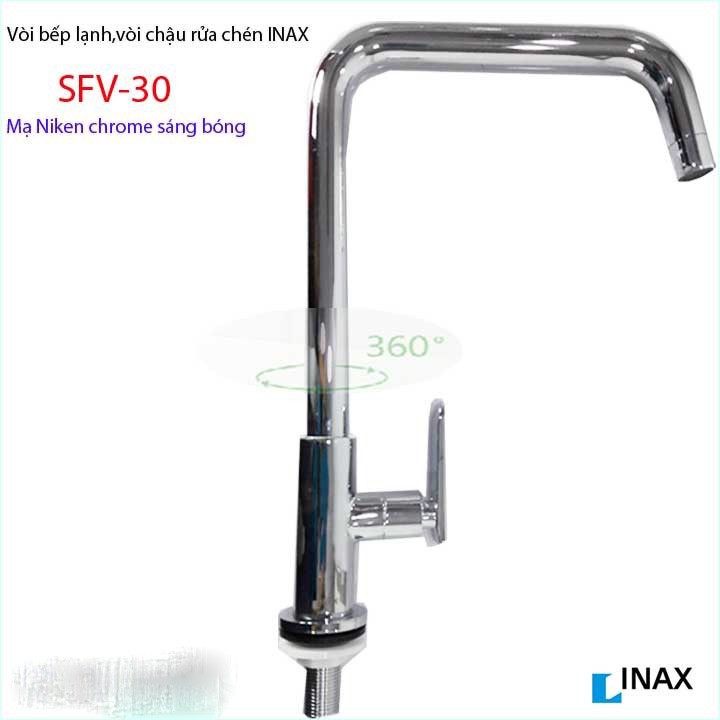 Vòi bếp lạnh , vòi rửa chén lạnh, vòi chậu chén bát Inax chính hãng Inax Nhật Bản SFV-30 Bảo Hành 02 Năm