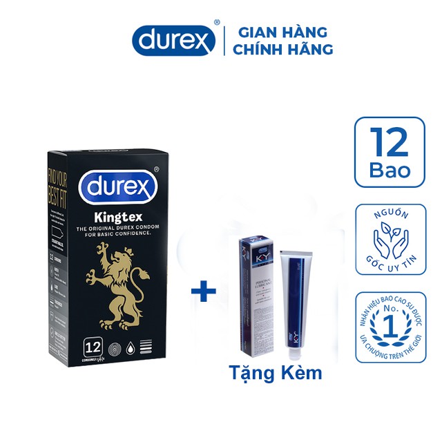 Bao Cao Su Durex Kingtex (Tặng kèm Gel bôi trơn Ky Jelly)