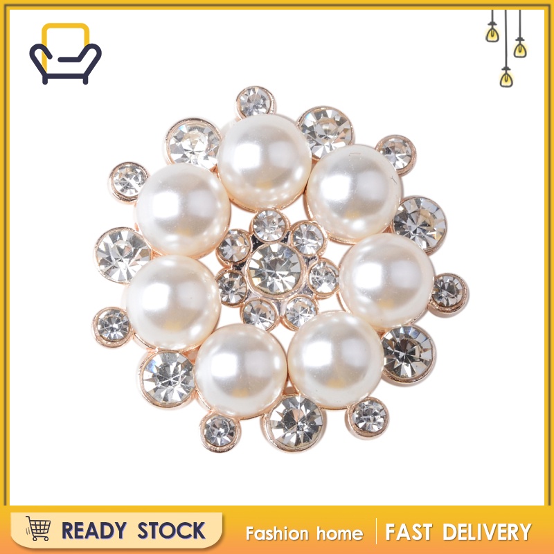 Set 5 Khuy Áo Hình Hoa Đính Đá Pha Lê Và Ngọc Trai Giả Thời Trang Diy