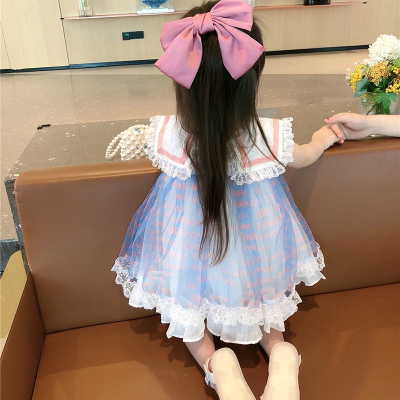 Đầm Công Chúa Cổ Thủy Thủ Phong Cách Hàn Quốc Thời Trang Mùa Hè Cho Bé Gái