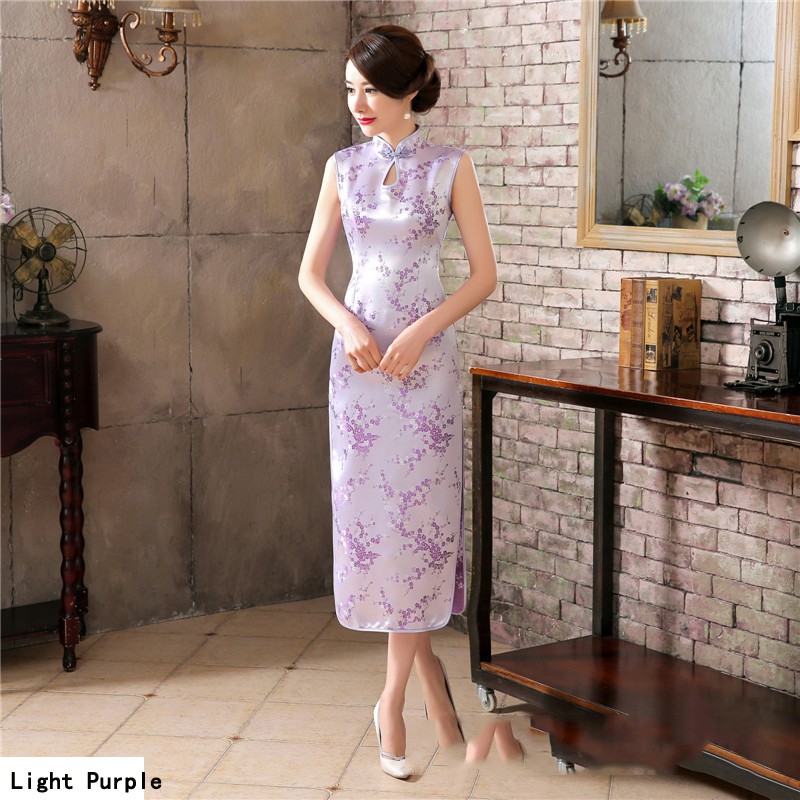 Chinese Cheongsam Dress Plum Novelty Costume Long Qipao Ceremonial Women Dresses