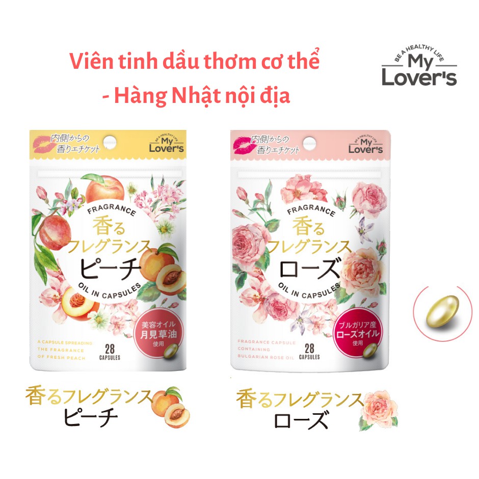 Viên tinh dầu thơm cơ thể toả mùi tự nhiên Hoa Hồng - Đào My Lover's Hebora nội địa Nhật Bản Viên uố