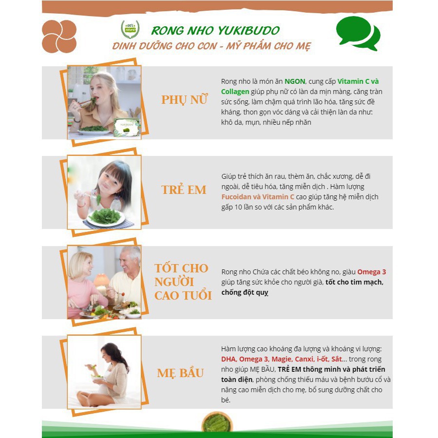 [QUÀ TẶNG KÈM] Rong Nho Yukibudo, Rong Nho Tách Nước Chính Hãng Sản Xuất Theo Công Nghệ Nhật Bản + Kèm Nước Sốt Mè Rang | BigBuy360 - bigbuy360.vn