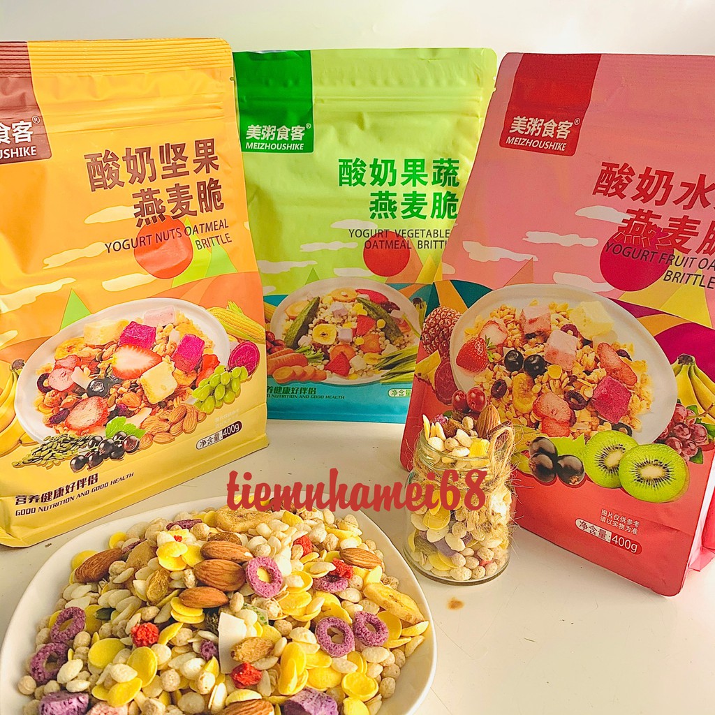 [XẢ KHO] Ngũ Cốc Sấy Giòn Mix Hoa Quả - Rau Củ Siêu Ngon - Gói 400gr