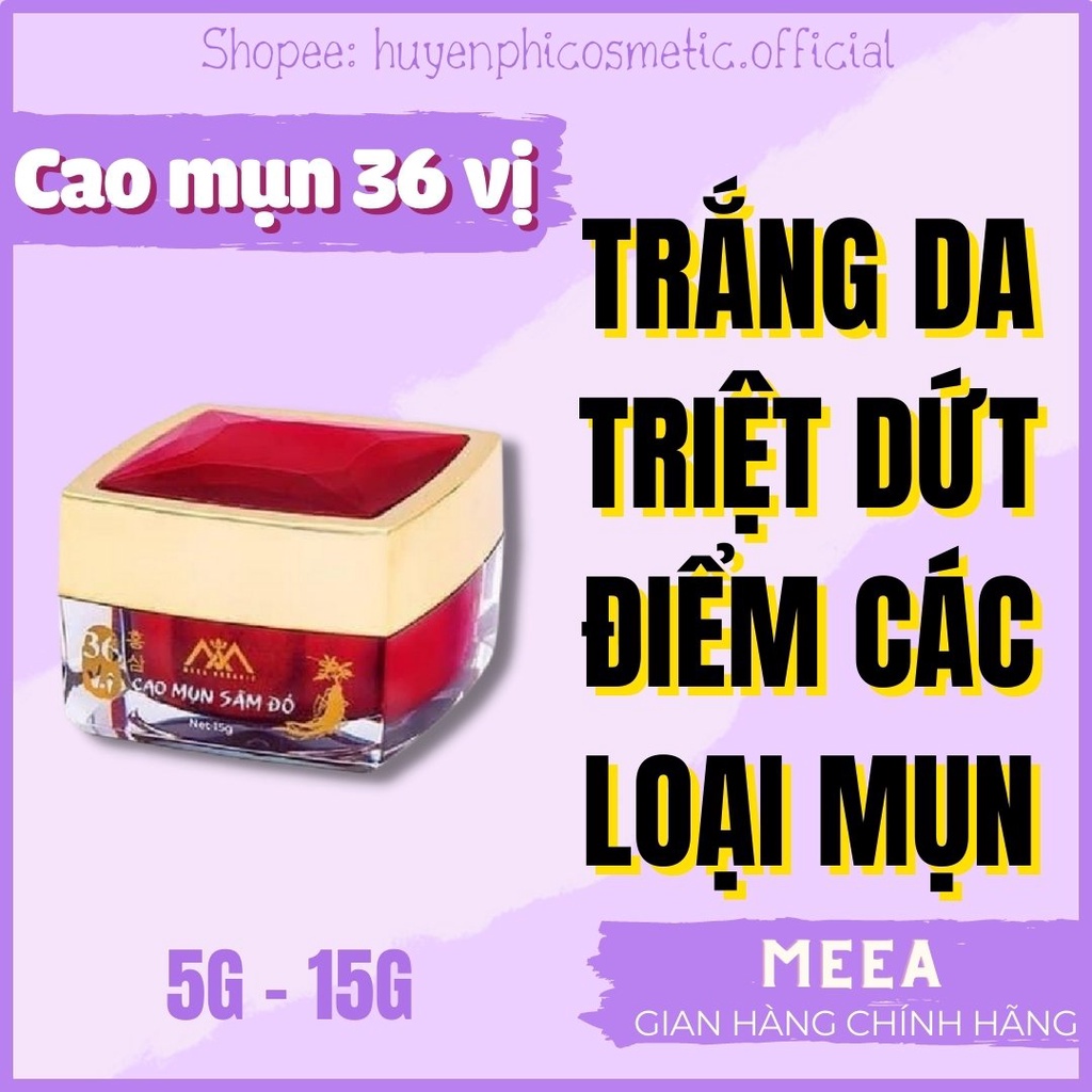 Cao mụn sâm đỏ 36 vị MEEA Organic chính hãng, triệt sạch mọi loại mụn, dưỡng trắng mịn da, mờ thâm nám, dưỡng da đẹp