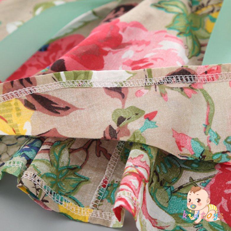 Đầm Sát Nách In Hoa + Quần Short Cho Bé Gái
