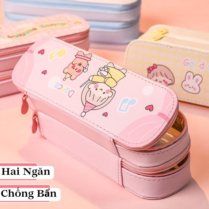 Hộp Đựng Bút Bi Để Bàn Nhiều Ngăn Vải Da PU Chống Bẩn Chống Nước Cao Cấp Cho Học Sinh Kiểu Dáng Cute