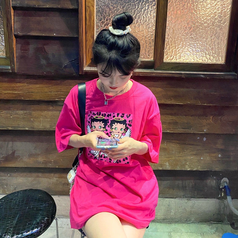 NRVP Áo Thun Tay Ngắn Cổ Tròn Dáng Rộng In Họa Tiết Thời Trang Mùa Hè Hàn Quốc Mới 2021