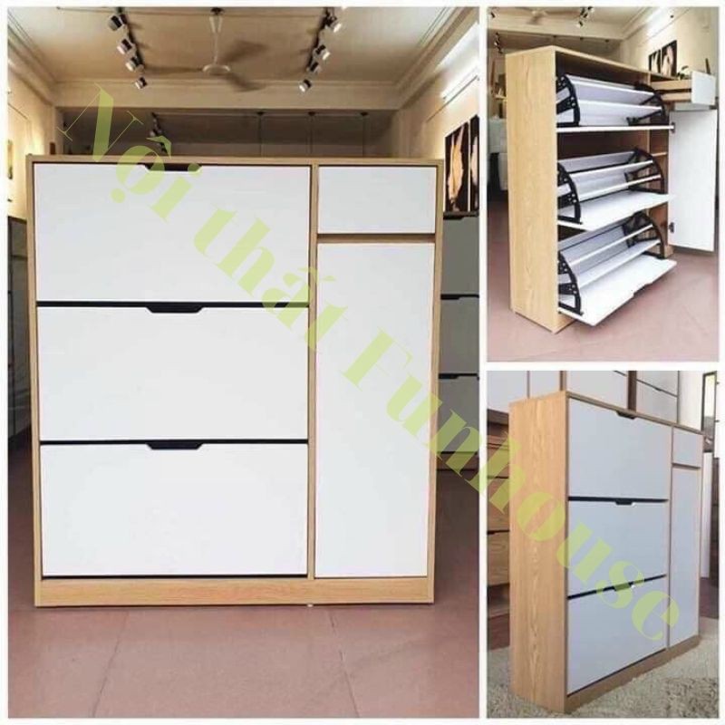 Tủ giày FUNHOUSE gỗ MDF thông minh kích thước 1m, 3 tầng có ngăn kéo rộng rãi. tủ đựng giày dép bằng gỗ A02 cao cấp | BigBuy360 - bigbuy360.vn