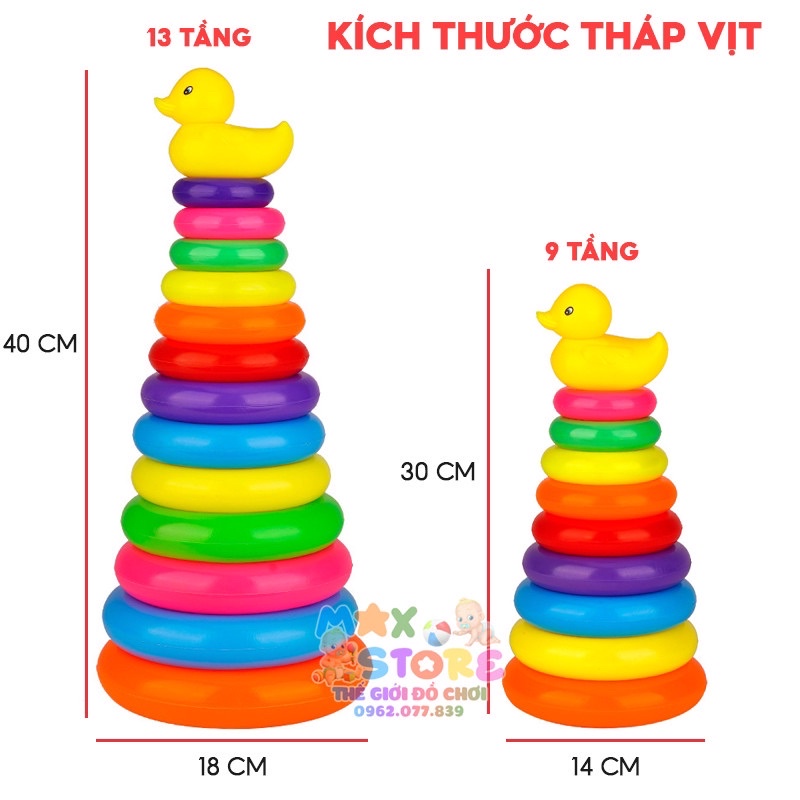 Đồ Chơi Tháp Vịt Xếp 9 Tầng 13 Tầng Size Lớn Nhiều Màu Sắc Bằng Nhựa