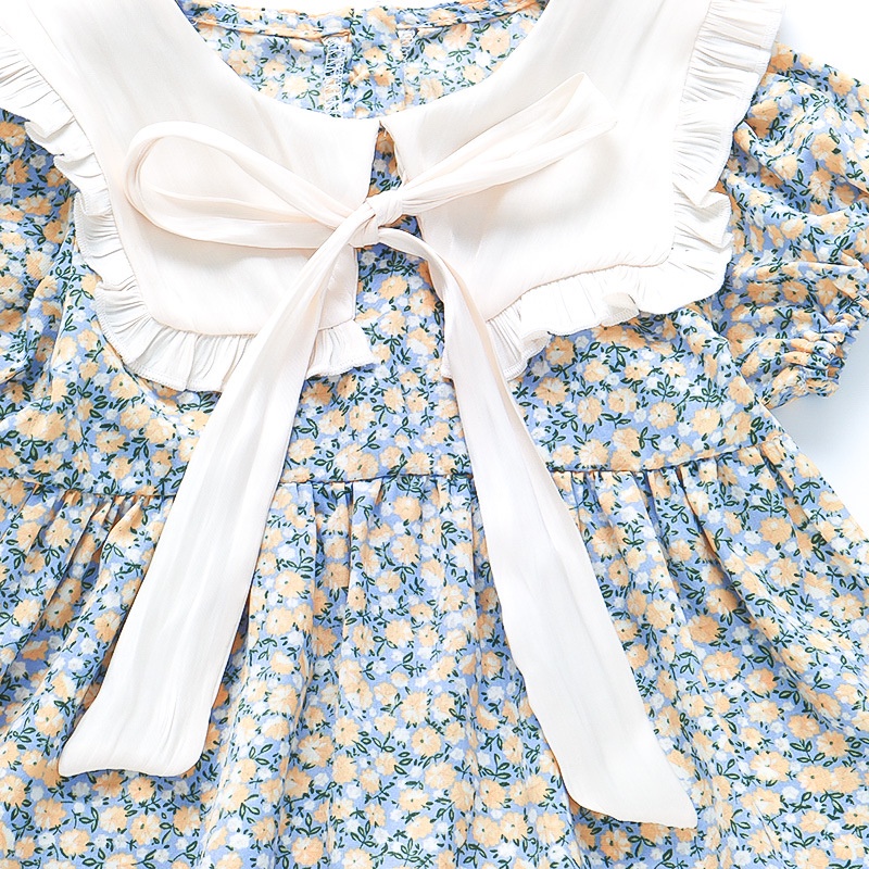 Đầm Chiffon Tay Ngắn In Hoa Dễ Thương Cho Bé Gái Từ 0-6 Tuổi