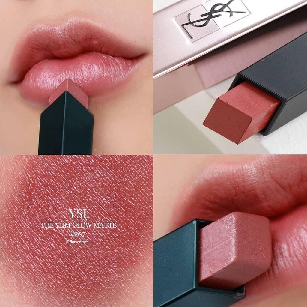 Son môi lì YSL The Slim Glow Matte Lipstick. đầy đủ túi hộp hãng full đủ các loại màu cho chị em