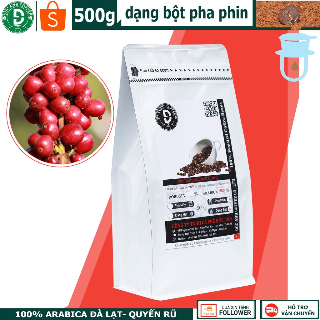 Gói 500g Cà Phê Arabica Rang Mộc DUC ANH COFFEE Tùy Chọn Pha Phin Pha Máy Hoặc Nguyên Hạt Công Ty Cà Phê Đức Anh