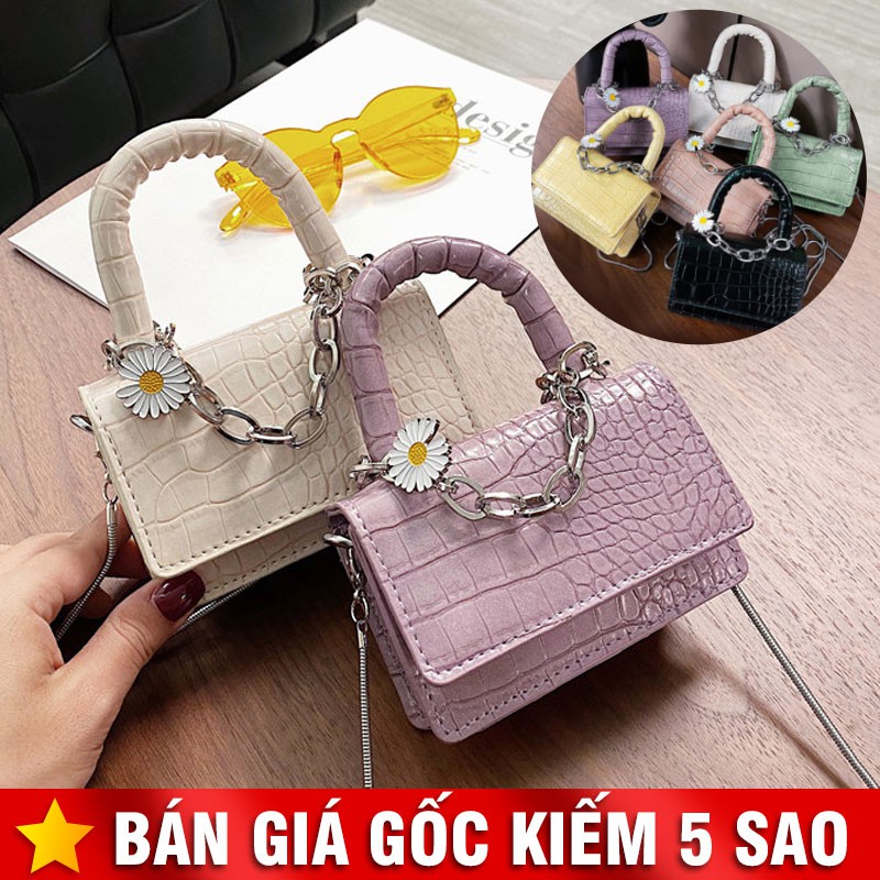 Túi Mini Nhỏ Đeo Chéo Phối Xích Hoa Cúc Xinh P1642