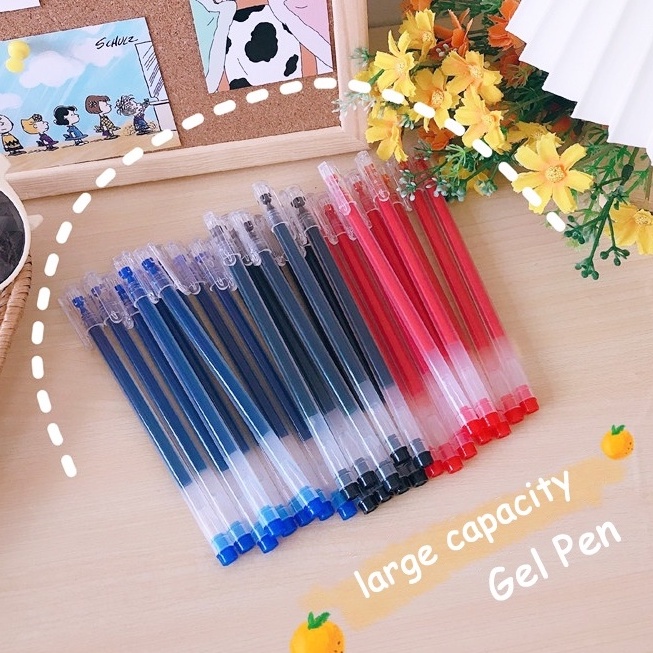 Công suất lớn Bút gel 0,5MM Bút mực đen xanh đỏ cho học sinh ôn thi Dụng cụ viết