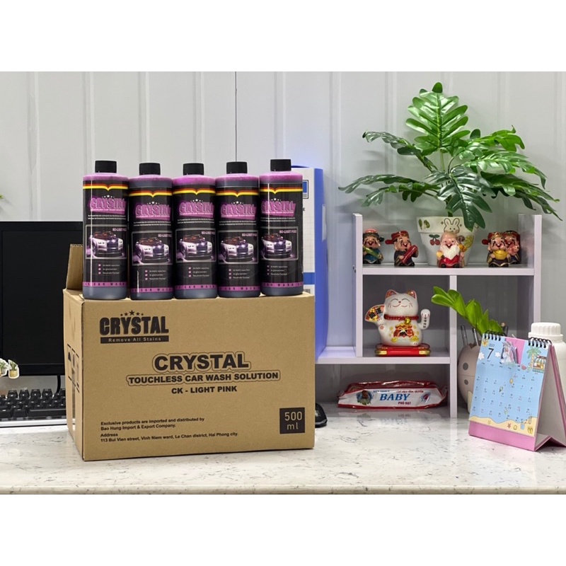 Dung Dịch Rửa Xe Không Chạm, Nước Rửa Xe Không Chạm Crystal Bọt Tuyết Hồng 1L