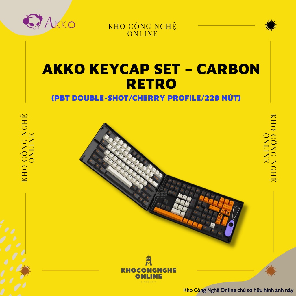 AKKO Keycap set – Carbon Retro (PBT Double-Shot/Cherry profile/229 nút)