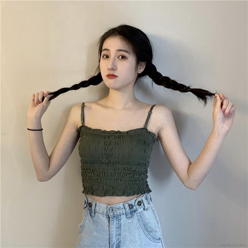 Áo hai dây xếp ly thời trang quyến rũ cho nữ