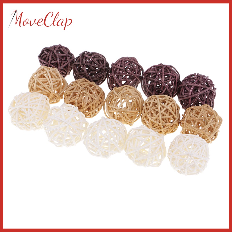 Set 15 Quả Cầu Mây Đan Tự Nhiên Kích Thước 3cm Dùng Trang Trí Tiệc Cưới / Nội Thấ