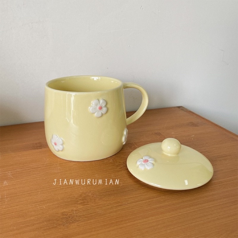 Cốc cà phê gốm sứ hoa phong cách hàn quốc #littlechick