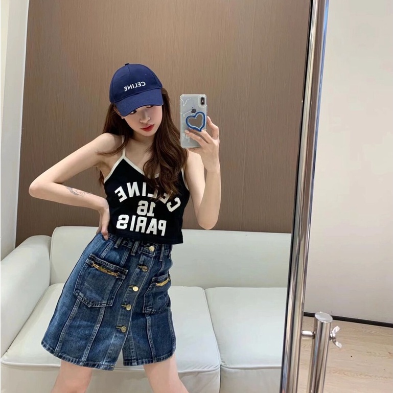 Ce 2022 Áo Vest Dệt Kim Trơn Thêu Cotton Mới