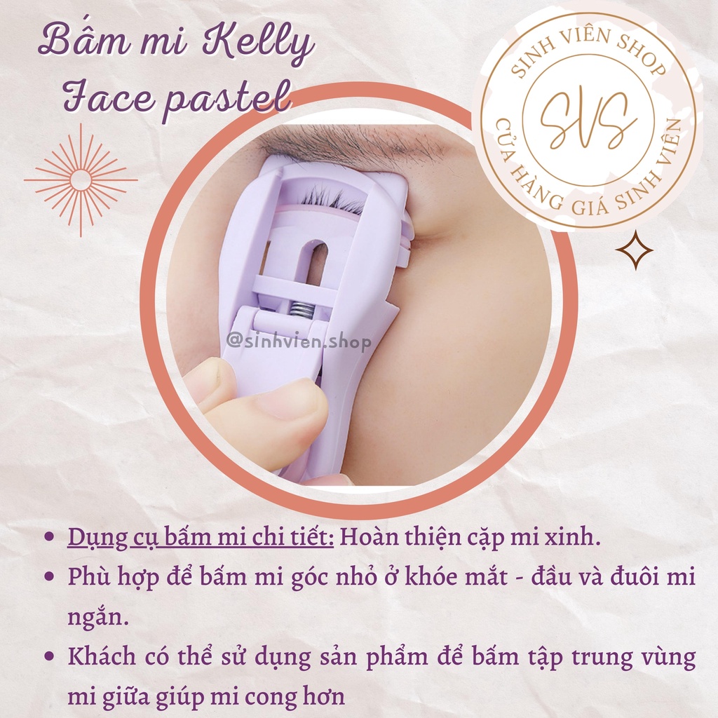 Bộ đôi bấm mi mini Kelly Face pastel họa tiết chân mèo dạng nhựa