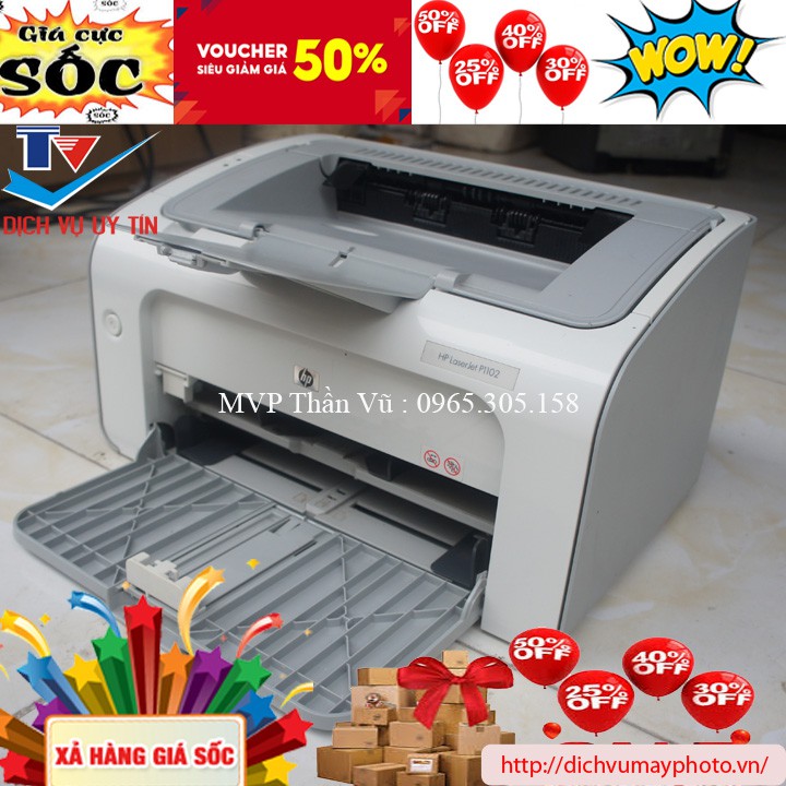 [Mã 159ELSALE hoàn 7% đơn 300K] Máy in cũ HP 1102 1102w nhỏ gọn dùng in gia đình văn phòng học tập thuận tiện