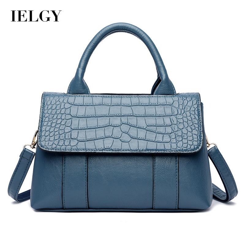 Túi đeo vai IELGY trơn màu họa tiết cá sấu hợp thời trang cho nữ