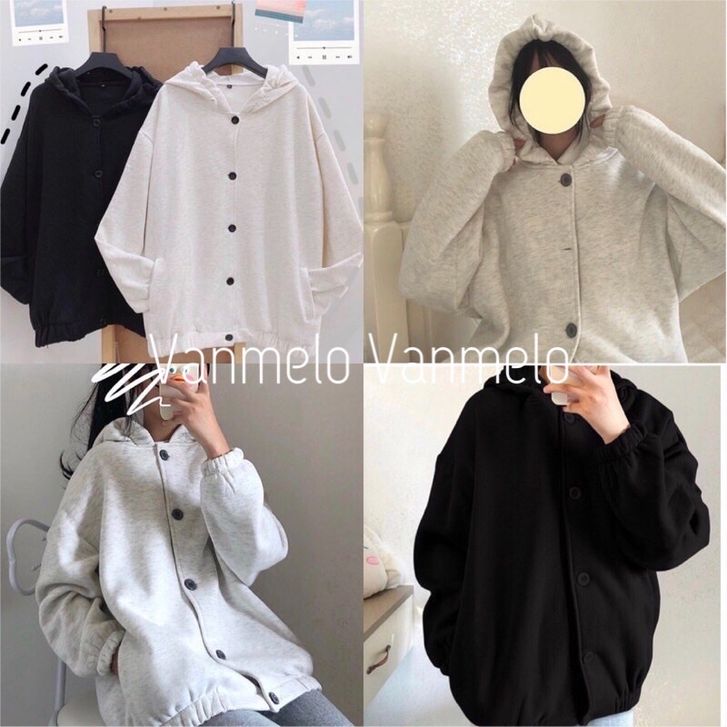 Áo Khoác Nỉ Cadigan Mũ Bèo - Áo Nỉ Phong Cách Ullazang Siêu Xinh❤️