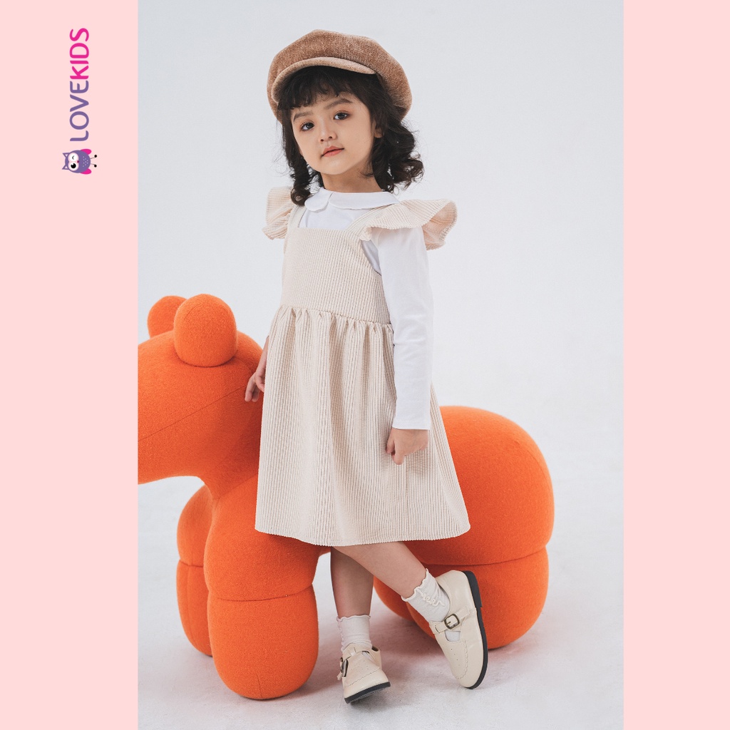 Váy yếm nhung vai bèo bé gái - Lovekids