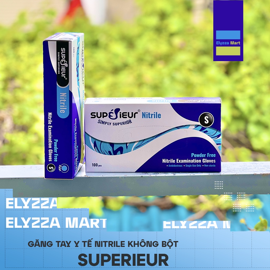 Găng Tay Y Tế Nitrile Superieur Không Bột Màu Xanh