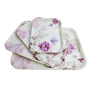 Combo 4 Mâm nhựa chữ nhật Melamine, góc tròn họa tiết cổ điển Beautiful Nature 2730 (đủ size)