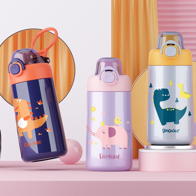 Bình Giữ Nhiệt Cầm Tay Với 350Ml/Ống Hút Thép Không Gỉ Miễn Phí Okase
