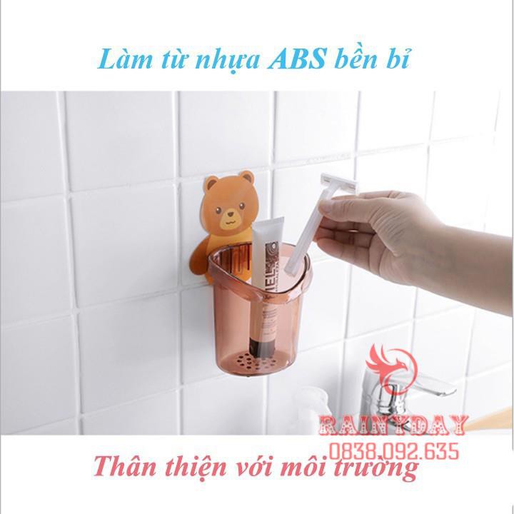 Kệ giá cốc để đựng bàn chải và kem đánh răng treo đồ dán gắn tường cute dễ thương hình gấu