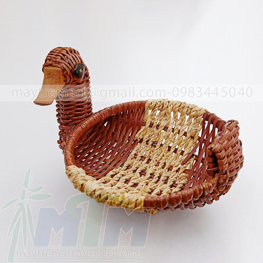 Khay mây l Đĩa mây cỏ tế hình con vịt.